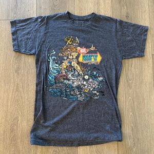 Vans Women's Grey and Blue T-shirt